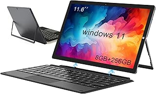 Compare Windows Tablet with Keyboard, 11.6 inch 2in1 Tablets Laptops Touchscreen Windows 11, Intel Celeron, 1920 * 1080 IPS 6GB RAM 128GB EMMC 2.4G5G WiFi Bluetooth HDMI USB at KSA Price