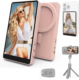 Compare Selfie Monitor Screen, Vlog Magnetic with Remote Control, 1080P Wireless Screen Mirroring Video Recording for Android iOS, for Content Creator, Live Stream & TikTok Pink at KSA Price