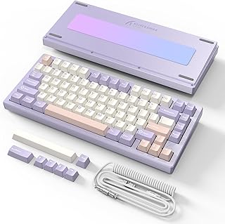 Compare ATTACK SHARK X75QMK Wireless Mechanical Gaming Keyboard  CNC Aluminum Alloy Shell, Customizable RGB Lighting Gasket Mount, TriMode 2.4GBTWired, VIA Compatible for WINMACPS4XboxPurple White at KSA Price