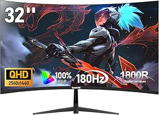 Compare Gawfolk 32" inch Gaming Monitor 2K 180Hz Curved Computer Display Screen QHD2560x1440 Fast 1msGTG 1800R FreeSync 100% sRGB for video production home office esports games at KSA Price