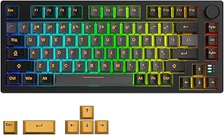 Compare DAREU EK75PRO Mechanical Keyboard Wireless, Hot Swap 75% Percent Gaming Keyboard with Rotary Control 81 Keys, RGB, Gasket, BT5.12.4GUSBC, PBT Keycaps, Linear Dream Switches at KSA Price