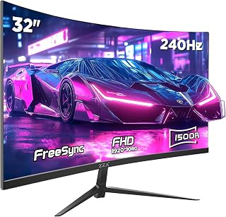Compare 32 Inch Curved Gaming Monitor, 1500R, 240Hz Full HD VA Display with HDR, FreeSync & GSync Compatible, Low Blue Light, HDMI & DP Ports, Tilt Adjustable, Wall Mountable Computer Monitor at KSA Price