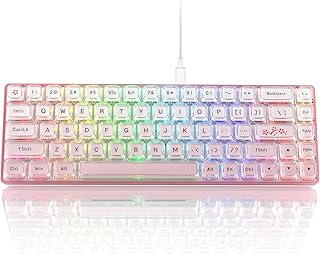Compare Womier WK68 60% Gaming Mechanical Keyboard  Wired Creamy HotSwappable With Arrow Keys, RGB Custom Mini, Software Supported, Prelubrication Linear Switch  Pink at KSA Price