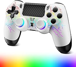 Compare Wireless Controller for PS4, Dual Vibration Game JoystickMotion SensingTouchpadSpeaker3.5mm Audio Jack Headphone, Upgraded SixAxis Sensor, Compatible with PS4SlimPro ConsolePC,RGB WHITE at KSA Price