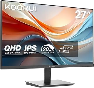 Compare KOORUI 27 Inch QHD2560x1440 IPS Monitor, 120Hz 1ms PC Monitor, MPRT HDR10, 99% sRGB 95% DCIP3, Adaptive Sync Compatible, EyeCare, Tilt Adjustable, VESA Mount at KSA Price