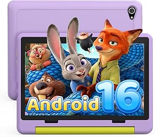 Compare Android 16 Tablet 10 Inch 24GB+64GB Expandable 1TB 6000mAh Widevine L1 Split Screen 5MP + 8MP WiFi 6 BT 5.4 Rugged Case Purple at KSA Price