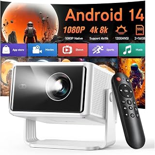 Compare M800Pro 1200 ANSI LED Projector Native 1080P Android 14 Support Beam 8K WiFi 6 Movie Home Theater Projector Voice Control at KSA Price
