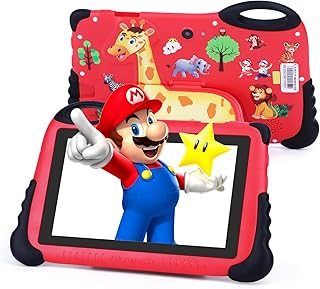 Compare 2025 Tablet for Kids, Tablet for Kid 37, 7 Inches Kids Tablets, Android 13 1st Generation Toddler Tablets, HD 1024 * 600 Screen Display, Iwawa PreInstalled, Learning for Boys Girls Red at KSA Price