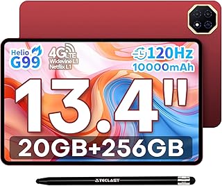 Compare TECLAST T65 PLUS Tablet 13.4 Inch 120Hz Display Helio G99 2.2GHz Gaming Tablets Android 15, 20GB RAM + 256GB ROM 8TB TF Tablet PC, 10000mAh18W, 4G LTE Dual SIM + 5GWiFi, Widevine L113MPBT5.2GPS at KSA Price