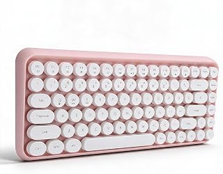 Compare Zunate Retro Typewriter Flexible 84Keys Design Keyboard, with Retro Round Keycap, Portable Vintage Colorful Computer Keyboard with Chocolate, for PC, Laptop Cherry at KSA Price