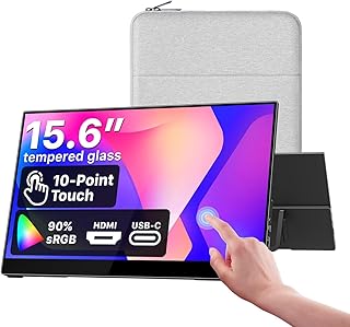 Compare cocopar Portable Monitor Touchscreen 15.6 Inch 1080P FHD 90% sRGB Travel Monitor with Speaker HDMI USBC Second Screen for Laptop MacBook Surface PC Xbox PS45, VESA Mountable, with Touchscreen at KSA Price