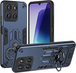 Compare For Motorola Moto Edge 60 Stylus Phone Case with Stand, Military Grade Heavy Duty Protective Phone Case PC Matte Textured Shell Sturdy Shockproof TPU CaseBlu at KSA Price