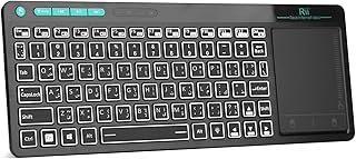Compare RiiArabic layoutRT518S Wireless and Bluetooth 2LED Color Backlit Multimedia Keyboard with MultiTouch Big Size Trackpad,Rechargable Keyboard at KSA Price
