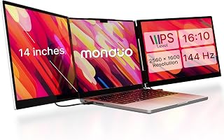 Compare 14" Pro Triple Laptop Glass Screen Extender, Dual 14" 2k Portable Monitors, 144Hz, 100�IP3, 500 Nits, Aluminum Finish for 14" MacBook Pro & Windows, for Gaming, Creators, & Professional at KSA Price