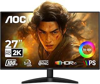 Compare AOC Q27B36 27" QHD IPS Monitor  2560x1440 Resolution, 100Hz Refresh Rate, 1ms MPRT Response Time, HDR10, AdaptiveSync, 3Sided Frameless Design​ at KSA Price