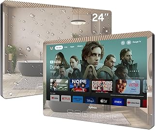 Compare SYLVOX Smart Mirror Bathroom TV 32 Inch FHD| IP66 Waterproof 12V Google TV 1080P|60Hz| Chromecast| WiFi & Bluetooth| Sleep Timer 2023, BT24A1KEGB at KSA Price
