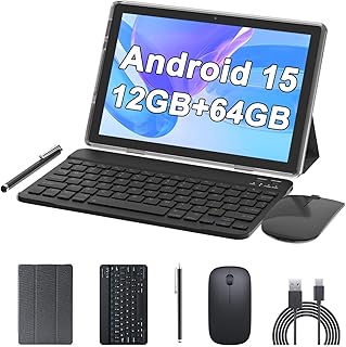 Compare 10 Inch Tablet Android 15NOT GO Tablets 2 in 1 tablet With keyboard 12GB RAM+64GB ROMSupports 1TB expansion Tableta 2MP+8MP Camera 6000mAh Battery MouseCaseStylus 5G Wifi6 10.1" Android Tablets at KSA Price