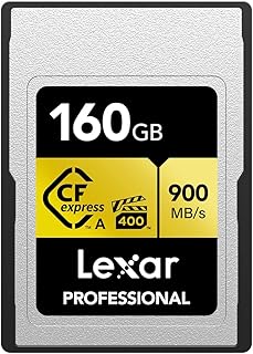 Compare Lexar Professional 160GB CFexpress Type A Gold Series Memory Card, Up to 900MBs Read, CinemaQuality 8K Video, Rated VPG 400 LCAGOLD160GRNENG at KSA Price