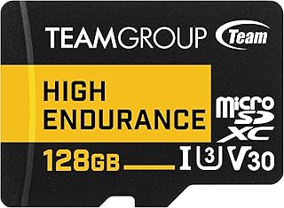 Compare TEAMGROUP High Endurance 128GB microSDXC UHSI U3 V30 100MBs Designed for Monitoring Stable Durable Long Lasting Flash Memory Card, Support 4K & Full HD Video Recording TTUSDX128GIV3002 at KSA Price