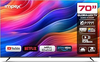 Compare 70 Inch 4K Ultra HD Smart LED TV, Android TV, Quad Core Processor, Frameless Design, A+ Grade Panel, 3840 x 2160 Resolution, WiFi, HDMI, USB, Wall Mount, 2 Year Warranty  Gloria 70 Smart at KSA Price