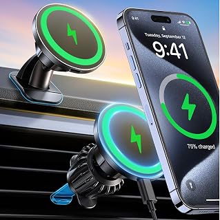 Compare for MagSafe Car Mount Wireless Charger, 2in1 Dashboard and Air Vent Mount, Strong Adhesive, Heat Resistant, 360° Rotation, Magnetic Phone Holder for Your Car Accessories for iPhone 1615 Pro Max at KSA Price