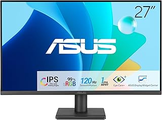 Compare ASUS VA279HG Eye Care Gaming Monitor: 27inch, IPS, Full HD, 99% sRGB, Frameless, 120Hz, AdaptiveSync, 1ms MPRT, HDMI, VGA, Low Blue Light, Flicker Free, Wall Mountable  Black at KSA Price