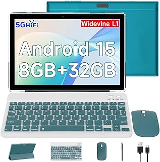 Compare Android 15 Tablet 10.1 Inch 2 in 1 Tablets with KeyboardMouseCaseStylus, 8GB RAM+32GB ROM Max 1TB, 1.8Ghz Quadcore Processor, 1280 * 800 IPS HD Touch Screen, 2.4G5G Wifi6 BT 5.0 Tablet at KSA Price