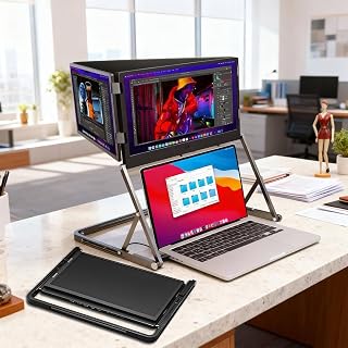 Compare Portable Laptop Monitor Extender, 15.6" FHD 1080P Portable Laptop Screen Extender Monitor, Triple Display with USBC & HDMI, 360° Rotatable, Adjustable Viewing Angles, Foldable Travel Display at KSA Price