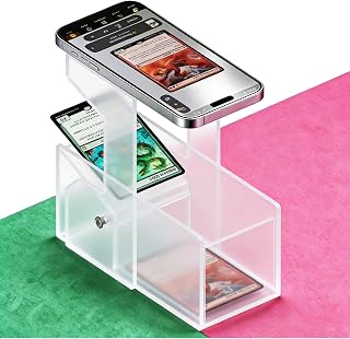 Compare Happyseason Foldable MTG Card Scanner Stand, Frosted Acrylic Scanstand with Two Drawers for unSleeved and Sleeved Cards, Fast Scan & Price Check MTG Accessories for ManaBox, Compact and Easy to Store at KSA Price