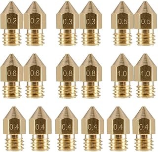 Compare 18 Pcs 3D Printer Nozzles M6 Extruder Brass Nozzle Print Head 2x0.2mm+2x0.3mm+6x0.4mm+2x0.5mm+2x0.6mm+2x0.8mm+2x1.0mm for MK 3D Printing Accessories at KSA Price