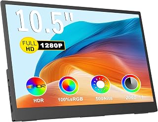 Compare Topmonitor Small Portable Monitor 10.5" 500 Nits 2000:1 FHD 1280P IPS Screen, UltraSlim Mini Monitor wKickstand & Dual Speaker, USB C HDMI HDR Portable Gaming Monitor, Travel Monitors for Laptop PCs at KSA Price