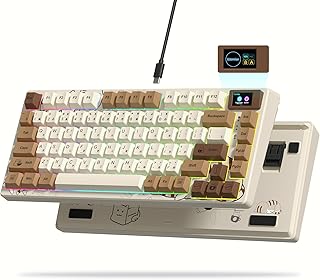 Compare Womier SK80 75% Mechanical Gaming Keyboard With Color Multimedia Display, Hot Swappable, Gasket Mount RGB Custom, Prelubed Stabilizer for MacWin, Retro Coffee Cat at KSA Price