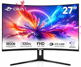 Compare CRUA 27 inch Curved Monitor 100Hz FHD1920x1080 Computer Monitors 1800R at KSA Price