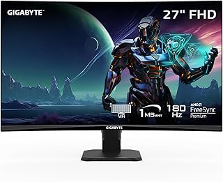 Compare GIGABYTE GS27FC 27" 180Hz 1080P Gaming Monitor, 1920 x 1080 VA 1500R Display, 1ms MPRT Response Time, HDR Ready, FreeSync Premium, 1x Display Port 1.4, 2X HDMI 2.0,Black at KSA Price