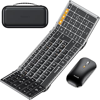 ProtoArc XKM01 Foldable Keyboard and Mouse, Full-Size…