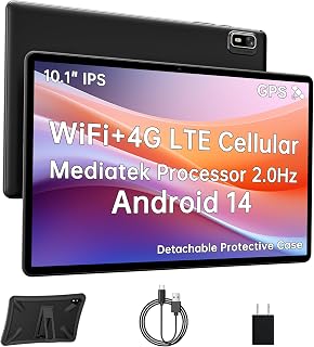 Compare HAOVM Android 14 Tablet 10.1 Inch, 4G SIM Unlocked, QuadCore CPU 2.0GHz, 3GB+32GB, TF Expandable, IPS Display, 5G WiFi, Bluetooth 5.0, 5MP+8MP Dual Cameras, 5000mAh, GPS, Black case at KSA Price
