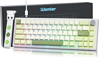 Compare Womier 60% Gaming Mechanical Keyboard Green QMKVIA Creamy Keyboard Wired, Hot Swappable Gasket Mount RGB Key Board & PBT KeycapsVK66 PRO at KSA Price