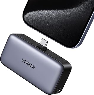 Compare UGREEN Mini Power Bank, 5000mAh with BuiltIn 3.77mm Long USB C Connector,SCP 22.5W Fast Charging Mini Portable Charger for iPhone 17,Samsung Galaxy S26U, AirPods, Huawei for Travel,Work,Outdoor Use at KSA Price