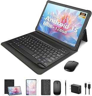 Compare NRKDUBQ 11 inch Android 15 Tablet with Keyboard 20GB RAM 128G Storage, 2025 Latest Cellular Tablet 4G LTE Tmoblie Phablet, T615 OctaCore 8000mAh, 13MP+5MP Camera, 5G WiFi & Bluetooth  Sliver at KSA Price