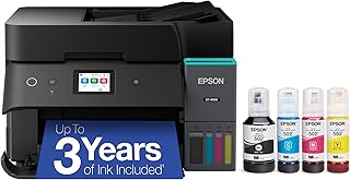 Compare Epson EcoTank ET4950 Wireless AllinOne Color Supertank Printer with up to 3 Years of Ink, Refillable Tanks, Perfect for Home, 18 PPM, 2.4" Color Touchscreen, Auto Document Feeder – Black at KSA Price