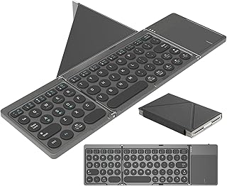 Compare Foldable Bluetooth Keyboard with Touchpad  KASTWAVE Portable Wireless Keyboard with PU Leather Cover, Compatible with iPad, Tablets, Smartphones, Laptops iOS, Android, Windows at KSA Price
