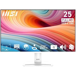 Compare MSI PRO MP251W E2 24.5" FHD Office Monitor  1920 x 1080 IPS Panel, 4Sided Frameless, 120 Hz Refresh Rate, EyeFriendly Screen, Builtin Speakers, TiltAdjustable  HDMI 2.0b, DP 1.4a, DSub VGA at KSA Price