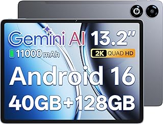 Compare 13 Inch Android 16 Tablet with Cellular WiFi, 2K Display, 40GB RAM, 128GB Storage Expandable, 4G LTE, SIM Card Slot, OctaCore Processor, Bluetooth, USBC Fast Charging, Protective Case at KSA Price