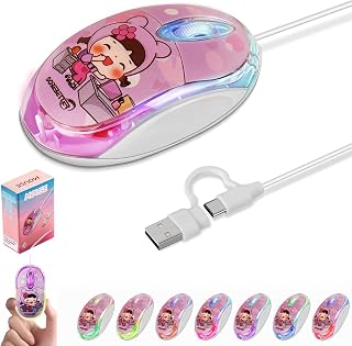 Mouse with Cable USB C & USB A 2-in-1…