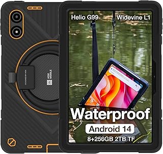 Compare 2025 Newest Android Rugged Tablet, AGM PAD P2 Active Waterproof Outdoor Tablet,168+8 GB +256GB, 10.95'' FHD, 50MP+8MP, Dual SIM 4G LTE5G Hz WiFiGPSOTGIP69KCompassWidevine L1Helio G99 at KSA Price