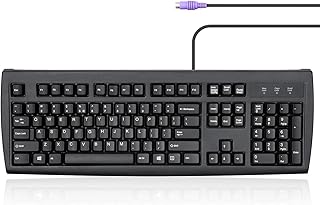 Compare perixx Periboard107 PS2 Standard Keyboard, Ergonomic Curve Keys, Black, US Layout at KSA Price