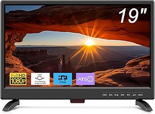 Compare Feihe 19 Inch Flat Screen TV Built in Digital ATSC Tuners, 1080p LED TV with HDMI VGA AV USB Port for Kitchen, Bedroom, RV, Caravan, Camping, Outdoor at KSA Price