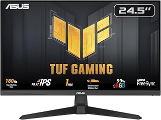 Compare ASUS TUF Gaming VG259Q3A Gaming Monitor – 25inch24.5 inch viewable, Full HD1920x1080, 180Hz, Fast IPS, ELMB, 1ms GTG, FreeSync at KSA Price