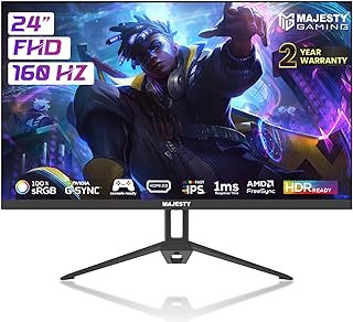 Compare Majesty 24" FHD 1920x1080 Gaming Monitor | IPS | 160Hz | 1ms | HDR | 100% sRGB | GSYNC & FreeSync | Builtin Speakers | DisplayPort & HDMI | VESA at KSA Price