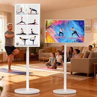 Compare 2026 Upgraded Portable Smart TV with Touchscreen Monitor  Mobile Display on 5Wheel Stand, 360° Rotation Smart Entertainment Hub for Home & Office 24in6+64g at KSA Price